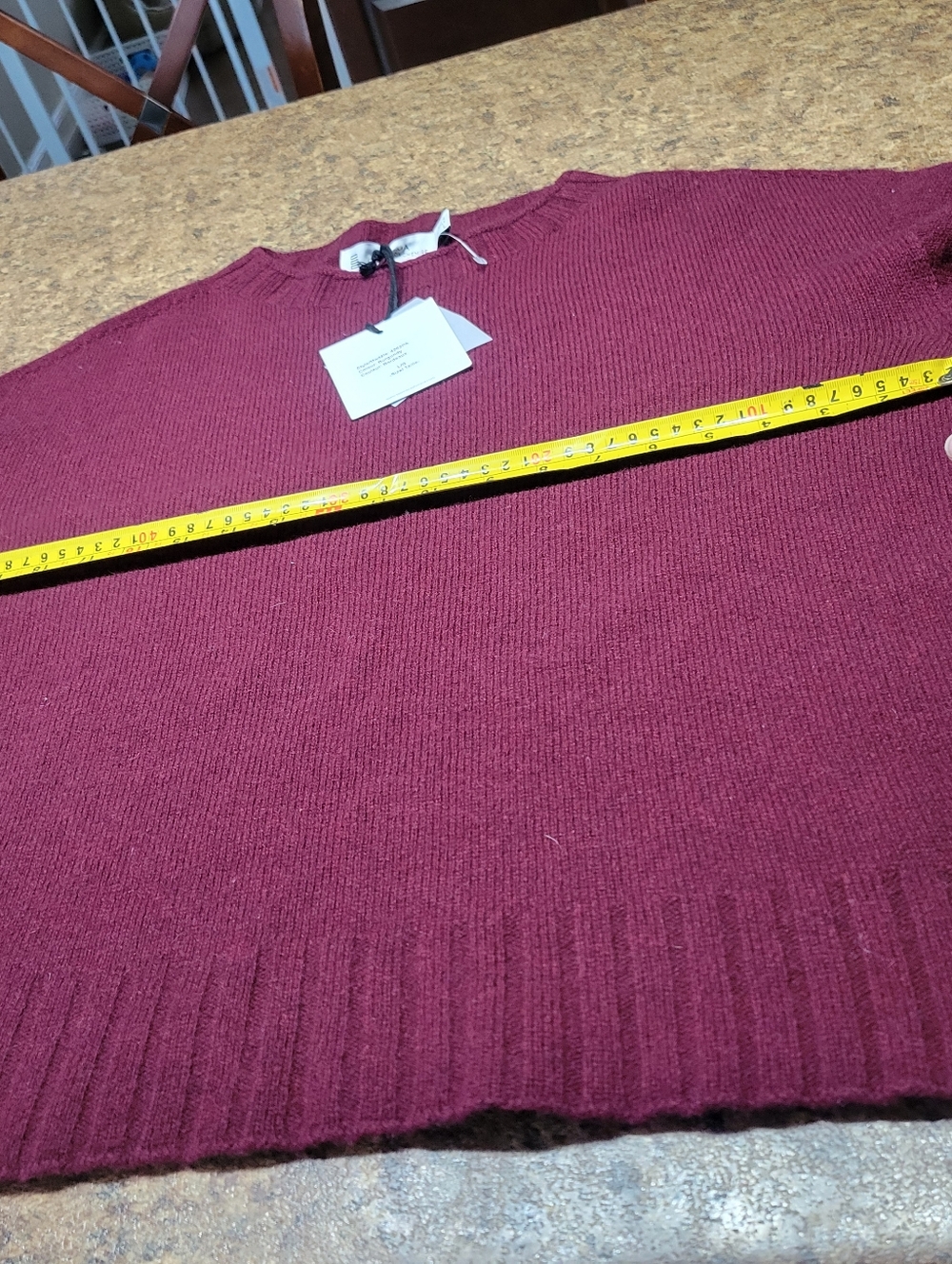 Tesma Cashmere Crewneck Sweater - Burgundy Size Large - Picture 7 of 9